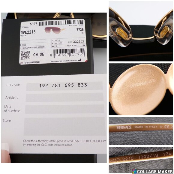 VERSACE Gold Gradient Semi Rimless Shield Shades, Medusa Logo Single Lens VE2215 main image 12